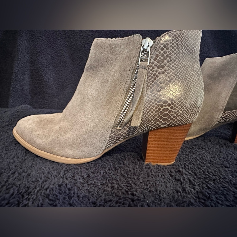 Vionic Taupe and Snakeskin Ankle Booties